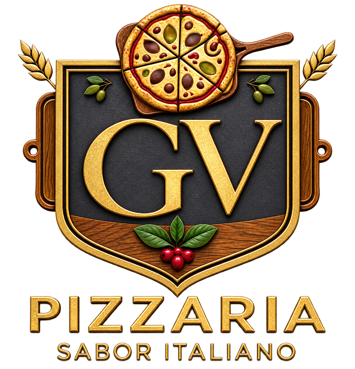 Logo oficial da GV Pizzaria Sabor Italiano